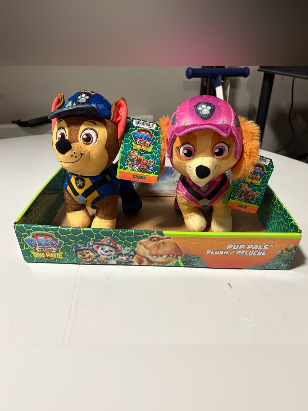 PAW Patrol Dino Rescue Chase and Skye Plush Pals - Brand New with Tags